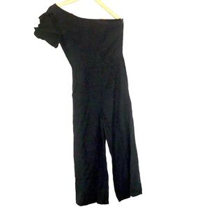 Fanco Asymmetrical Sleeve One Shoulder Cropped black size Small jumpsuit